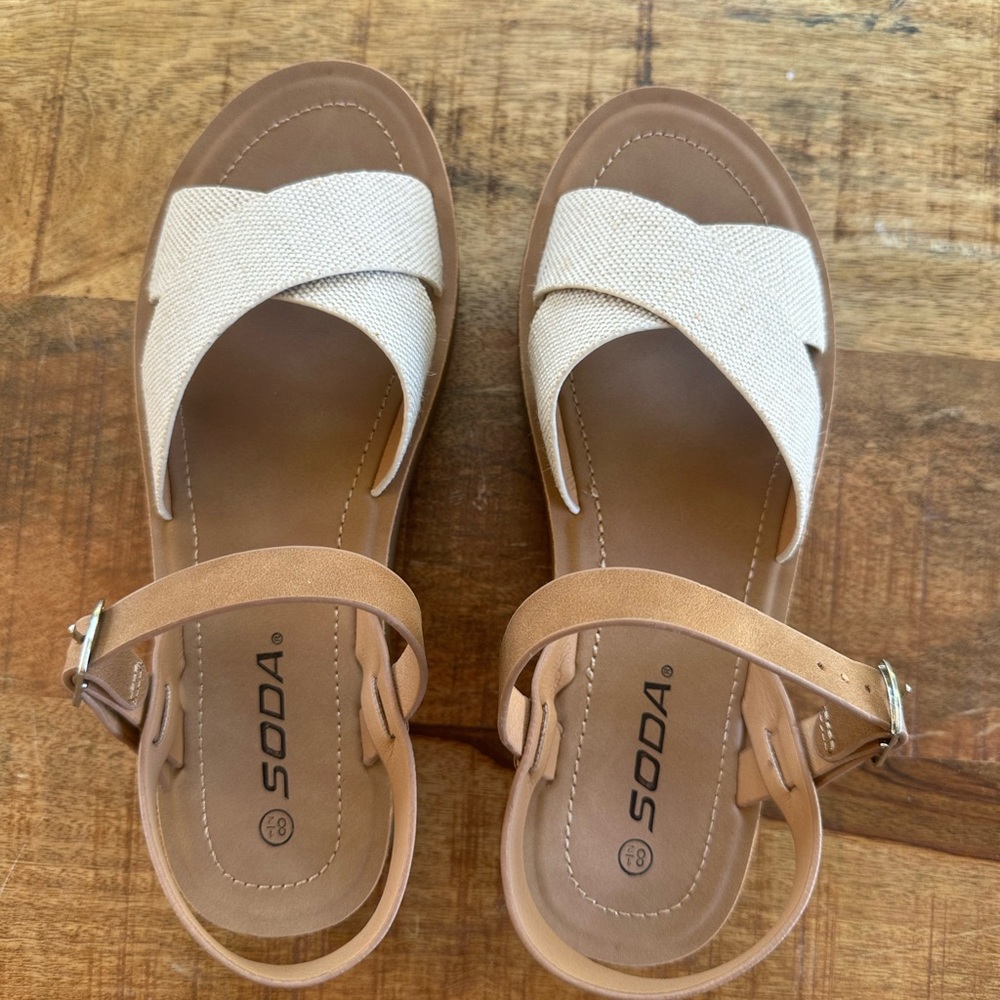 Soda Women's Beige and Light Brown Sandals